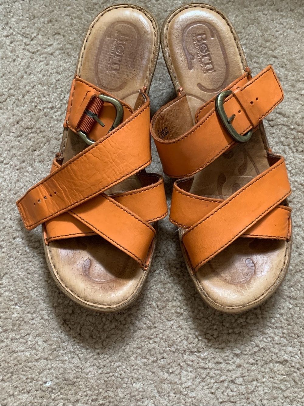 Børn Leather Criss-Cross Buckle Slides – Size 10